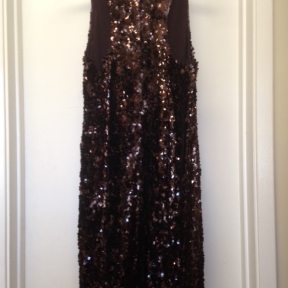 VINCE Brown Sequin Racerback Mini Dress EUC - Picture 7 of 9
